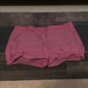 J Crew brown and red seersucker shorts